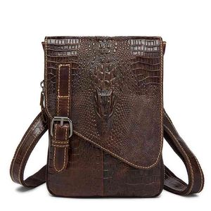 Män Klassisk portfölj Äkta läder Business Office Ipad Bag Lawyer Handbag Portfolio Satchel Alligator Axelväska 210809