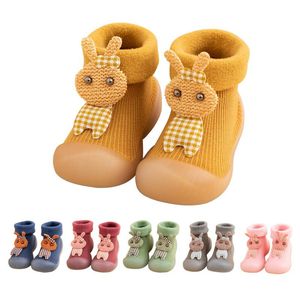 First Walkers Baby Shoes Winter Knit Warm Thick Cotton Cartoon Non-slip Floor Socks Kids Soft Rubber Sole Toddler Indoor Infant