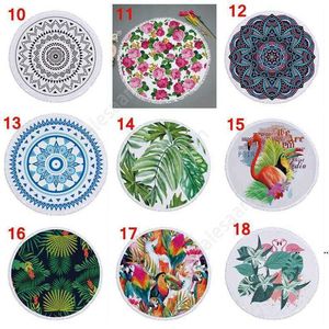 72 designs Summer Round Beach Towel With Tassels 59 inches Picnic mat 3D printed Flamingo Windbell Tropical Blanket girls bathing DAS397