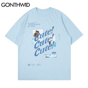 GONTHWID Magliette Harajuku Casual Estate Uomo Giocattolo Orso Nube Stampa T-Shirt Cotone Allentato Streetwear Hip Hop Manica Corta Magliette Top C0315