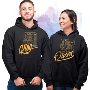 Sweats à capuche pour hommes Sweatshirts 2022 King and Queen Print Poker Design Couple Couple Top Automne Hiver Streetwear Streetwear Lover Pullover Sweatshi