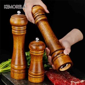 Classical Oak Wood Pepper Spice Mill Grinder Set Handheld Seasoning Adjustable Mills Ceramic Grinding Core Tools 210712