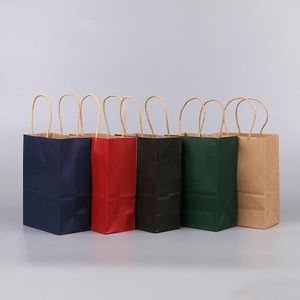 Envoltório de presente x15x8cm Saco de papel kraft elegante com alça sacos de compras embalagem marrom natal