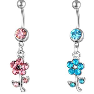 YYJFF D0598 Flower Belly Navel Button Ring Mix Colors