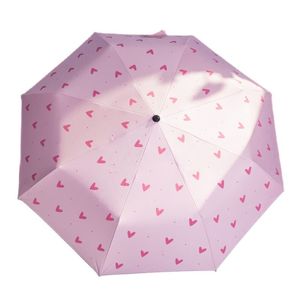 Nowa Moda Miłość Proste Świeży Trzy Fold Girl Wiatroszczelny Składany Deszcz Parasol Sunshade Parasole UV