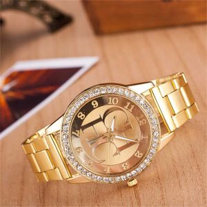 2021 Oferta specjalna Wysokiej Jakości CH Ladies Sports Watch Quartz Moda Różowy Złoty Ze Stali Nierdzewnej Rhinestone Zegarek Cyfrowy