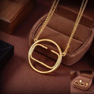 Fashion Unisex Necklace Earrings Set Designers Women Stainless Steel Necklaces Hollow Out Letter Design Jewelry