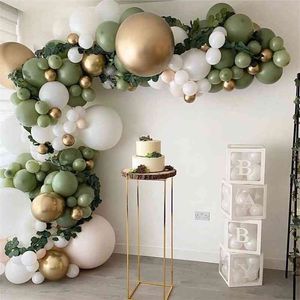 152pcs Green Silver Macaron Metal Balloon Garland Arch Wedding Birthday Balloons Decoration Party Balloons For Kids Baby Shower 210626