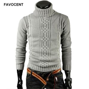 Favocenten Sweater Pullover Men Męs Mężczyzna Casual Slim Sweters Men Solid High Lapel Jacquard Hedging Sweter męski XXL 210909