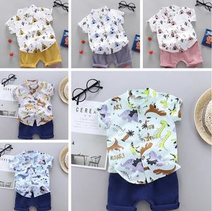 Baby Boy Outfits Children Cartoon Shirts Solid Short Pant 2pcs Sets Cotton Boys Tracksuits Boutique Toddler Clothes Set Summer Clothing 5639