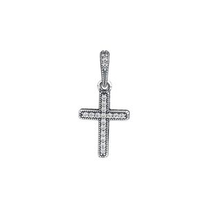 Klassisk Jesus Cross Pendant Fit Charm Armband Halsband Pave Stones Crystal Pärlor för Smycken Making 925 Sterling Silver DIY Q0531