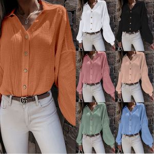 Koszule damskiej bluzki 2021 Europejskie i amerykańskie jesień zima nowe produkty w szyku w dekolcie bluzka Latarn