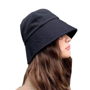 레트로 여자 버킷 모자 일본과 한국 스트리트 스타일 어부 모자 여름 큰 바이저 햇볕 모자 블랙 버킷 캡