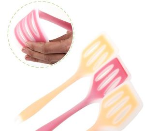 2021 Silicone Slotted Turner Spatula Slotted Egg Turner Heat Resistant Non Stick Large Soup Spoon Half See Through