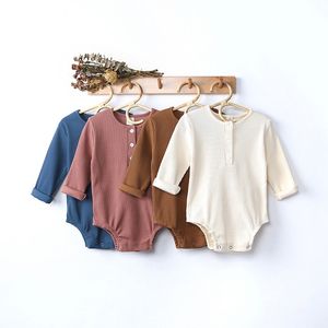 Baby Baby Chłopcy Dziewczęta Dzianiny Pajacyki Z Długim Rękawem Jesień Wiosna Noworodka Braned Kombinezony Wspinaczka Cloths Body One Piece M3625