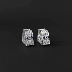 DINI S925 Sterling Silver Triangle Demon Eye Geometry Earrings Women's Personality Fashion Light Luxury Brand Jewelry