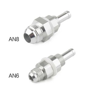 AN6-5 / 16 eller AN8-3 / 8 Aluminiumslang BARB-bränsletank Fitting Silver Replacement Fittings Connector Car