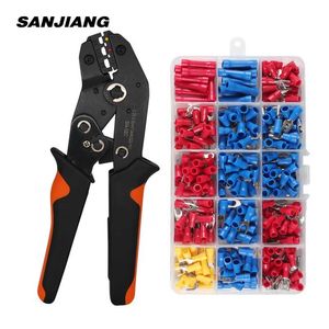 SN-02C Mini Hand Crimping Tool 0.25-2.5mm Justerbar Crimper Twiers med 280pcs Kabel Lugs Sortiment Kit Wire Crimp Set 211110