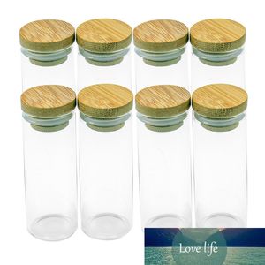 5pcs 40ml Glass Bottle With Bamboo Cover Empty Airtight Bottles Tea Liquorice Candy Saffron New Style Jars Leak Proof