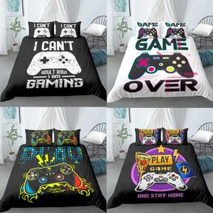 3D Duvet Cover Teens Gamer Sängkläder för barn Boys Girls Bed Gamepad Tryckt med kuddefodral Xmas gåvor US Queen EU Double