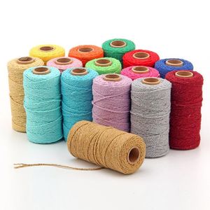 Yarn 100M Rope Twisted-Cord 100% Cotton Colorful Twine Macrame Cord String Thread