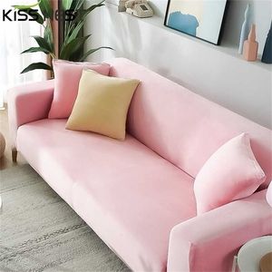 Elastic All-Inclusive Sofa Covers for Living Room, For Sofas Chaise Lounge,Brushed,Pink Color 1/2/3/4 Seater 211116