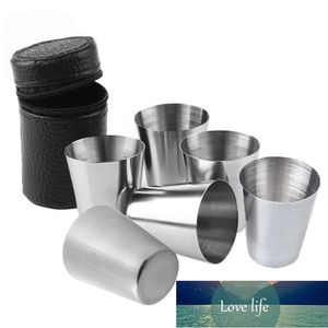 4 adet / 6 adet 30 ml Açık Pratik Seyahat Paslanmaz Çelik Bardaklar Mini Set Gözlük Viski Şarap Için Kılıf Taşınabilir Drinkware Fabrika Fiyat Uzman Tasarım Kalitesi