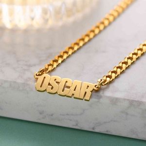 Custom Name Chains Hangers Stainls Steel Jewelry Gold Color Cuban Chain Customized Name Choker Handmade Gifts