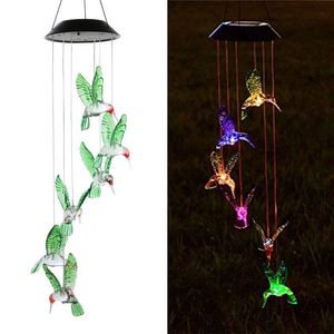 Night Lights sztuk sztuk Słoneczny Bellbird String Light Jardin Outdoor Wind Chimes Humming Ptak Kolor Zmiana dla Garden Dec