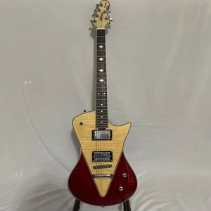 Özel Ernie Ball Müzik Adam Kol - ADA Bölünmüş Kırmızı Renk Elektro Gitar V-Şekilli Kitap Yapıştırma Alev Maple Üst HH Humbucking Pickups