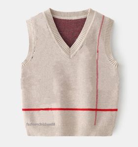 Children Sweter Plaid Baby Boys Dziewczyny Tagi Swetry Kamizelka Bez Rękawów Topy Dekolt Knitting Designer Ubrania dla dzieci