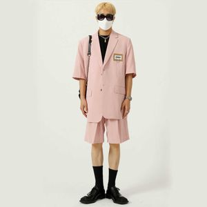 Suits Sets Men Blazer Jacket Shorts Male Streetwear Hip Hop Youthful Fashion Loose Casual Short Sleeve Dress Suits Coat Shorts X0909