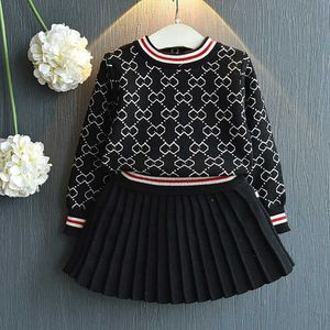 Mädchen Frühling Herbst Kleidung Set Langarm Pullover Hemd und Rock 2 Stück Kleidung Anzug Frühling Outfits für Kinder Mädchen der Kleidung Q0726