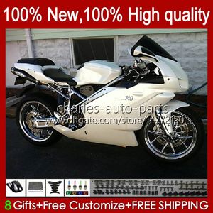 DUCATI 749S 999S 749 999 2003 2004 2005 2006 Vücut Kiti 27NO.107 749-999 İnci Beyaz 749 999 S R 03 04 05 06 Cowling 749r 999r 2003-2006 OEM Fairing