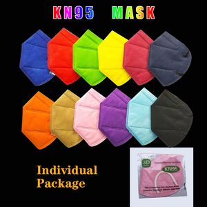 13-color KN95 Protection Face Masks Adult dust-proof Anti- droplet Breathable 5-layer Designer Protective Mask Individual Package