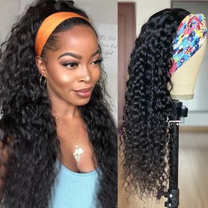 Deep Wave Headband Wigs Human Hair Wig Grip Headband Richgirl Brazilian Curly Headband Wigs Glueless Remy Fit All Size Head