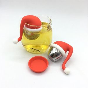 Silicone Chapéu de Natal Chá Infusor Filtro Ferramentas Difusor Forma Teas Saco Maker Infusores Presente de Filtro Projeto Criativo Alta temperatura resistir