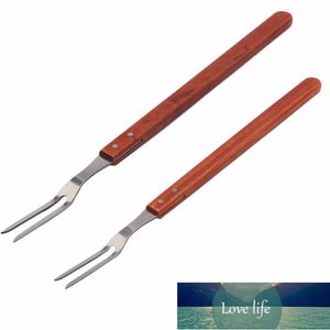 1Pcs Stainless Steel Barbecue Skewers Roasting Stick 2-Prong Meat Grilling Fork BBQ Tools With Wooden Handle For Camping Picnic Factory price expert design Quality