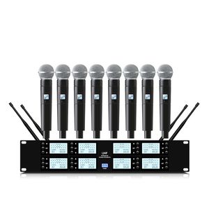 Mikrofoner Professionell UHF 8-kanals trådlöst mikrofonsystem Handhållen Lavalier Konferens Karaoke Church School Föreläsning Scen Performan