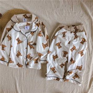 Milancel Sonbahar Çocuklar Pijama Set Erkek Ayı Takım Elbise Pamuk Sleeperwear Kapalı Giysiler 211130