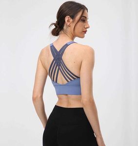 Gym Clothes Women Underwears Yoga Sports Bra Tanks Sexy Cross Back Shockproof Camis Running Exercise Athletic Fitness Non-steel Ring Tees