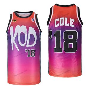 Custom Men 's J Cole #18 Basketball Jersey 힙합 랩 파티 유니세이 바느질 Red S-3xl 이름 및 번호 최고 품질