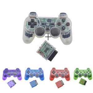 Transparent Color Wireless Bluetooth-compatible Gamepad Controller For PS2 2.4G Vibration Controle For PS2 Joystick