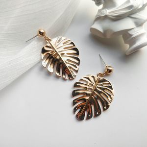 Wholesale post dangle earrings for sale - Group buy s2030 fashion fashion jewelry s925 silver post leaf earrings exaggerated leave dangle stud earrings
