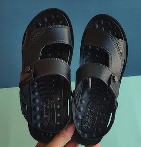 2024 Summer Sandals Trend Men's Open Toe Soft-soled Non-slip Beach Shoes Slippers Casual Black Breathable Sandals Outdoor Men Shoes