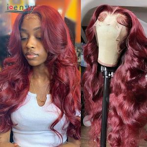 Wholesale burgundy bob wig virgin for sale - Group buy Lace Wigs J Peruvian Body Wave Human Hair Perplucked Transparent Front Wig Burgundy Remy For Women Inches