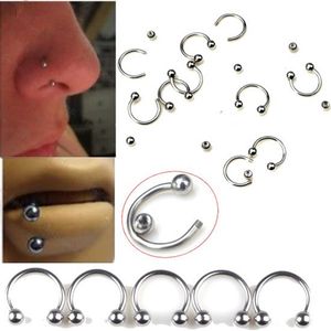 10Pcs 316L Surgical Stainless Steel Circular Barbells Horseshoe 18g Lip Ring Eyebrow Nose Studs Body Piercing Jewelry