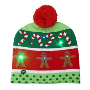 Cartoon Children's Cap de Natal Chapéu De Malha Outono Inverno Pullover Levou a bola peluda com lâmpada