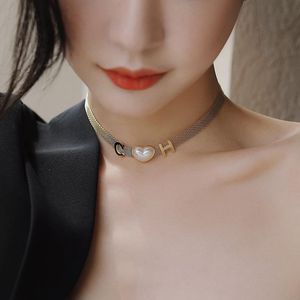 Pendant Necklaces MEYRROYU Stainless Steel Gold Color H Pearl Heart Necklace Bracelet For Women Trend Fashion Party Gift Jewel