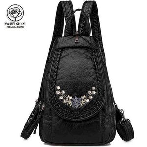 10代の女の子のための高品質のレザーのバッグパックの女性のバックパックファッションスクールバッグMochilaフェミニナY1105